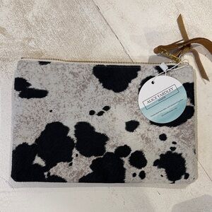 Alice Yardley Maine cow print leather wristlet